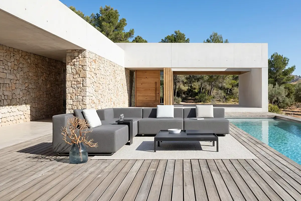 Design Gartenlounge Set LOOP wetterfest & modular: Luxus Outdoor Lounge Sets ohne Auflagen-Schleppen – 3er, 4er, 5er Sets in 12 Farben
