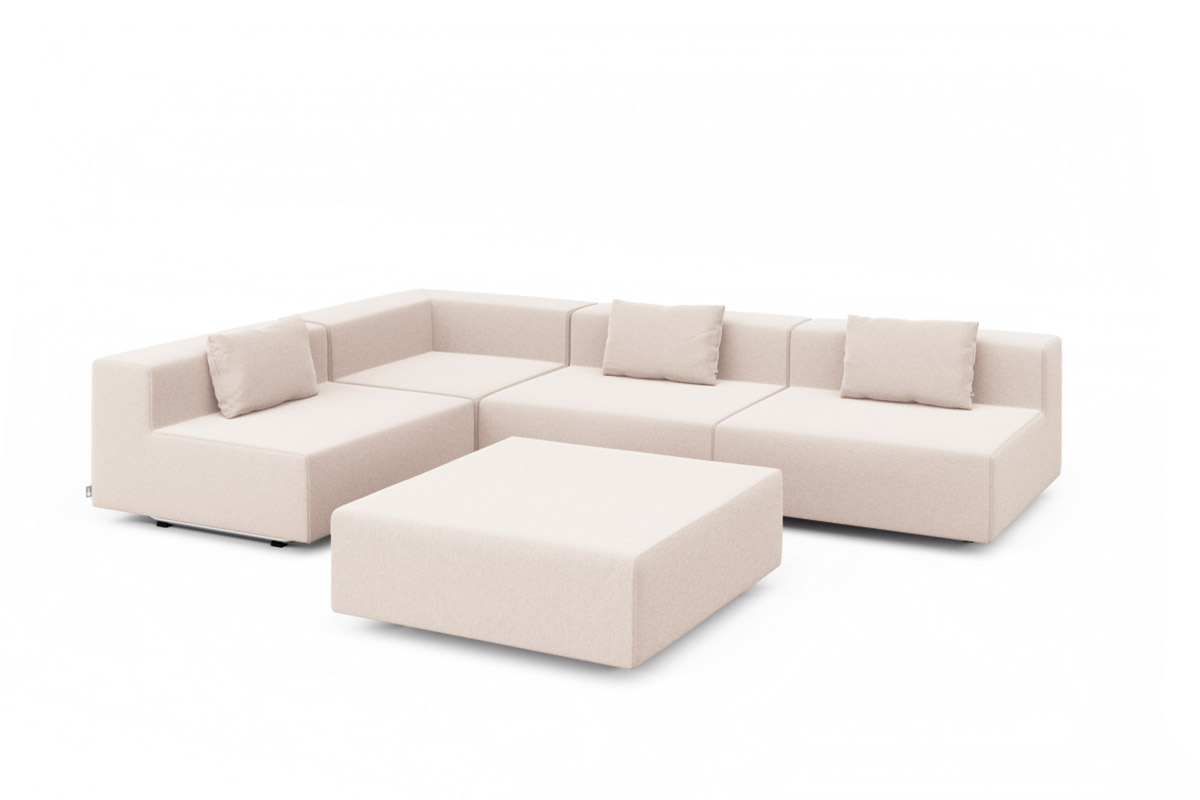 Minimalistisches 5er Gartenlounge Set LOOP M in der Farbe Chalk Taupe.