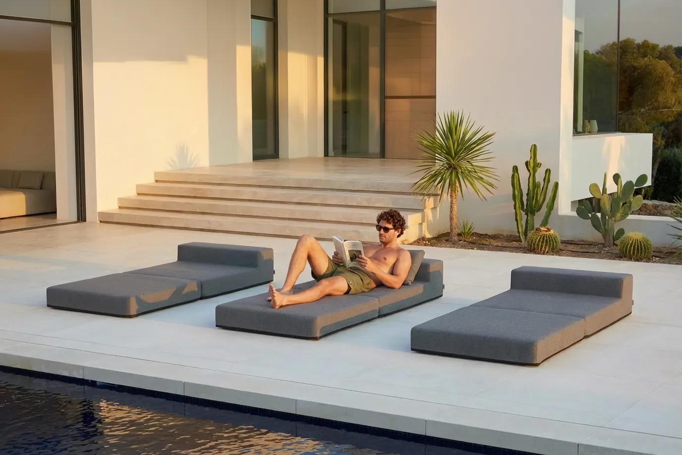 Design Sonnenliege LOOPSTER: Klappbar, Wetterfest & nur 8kg leicht | Faltbare Luxus-Gartenliege | Made in Germany