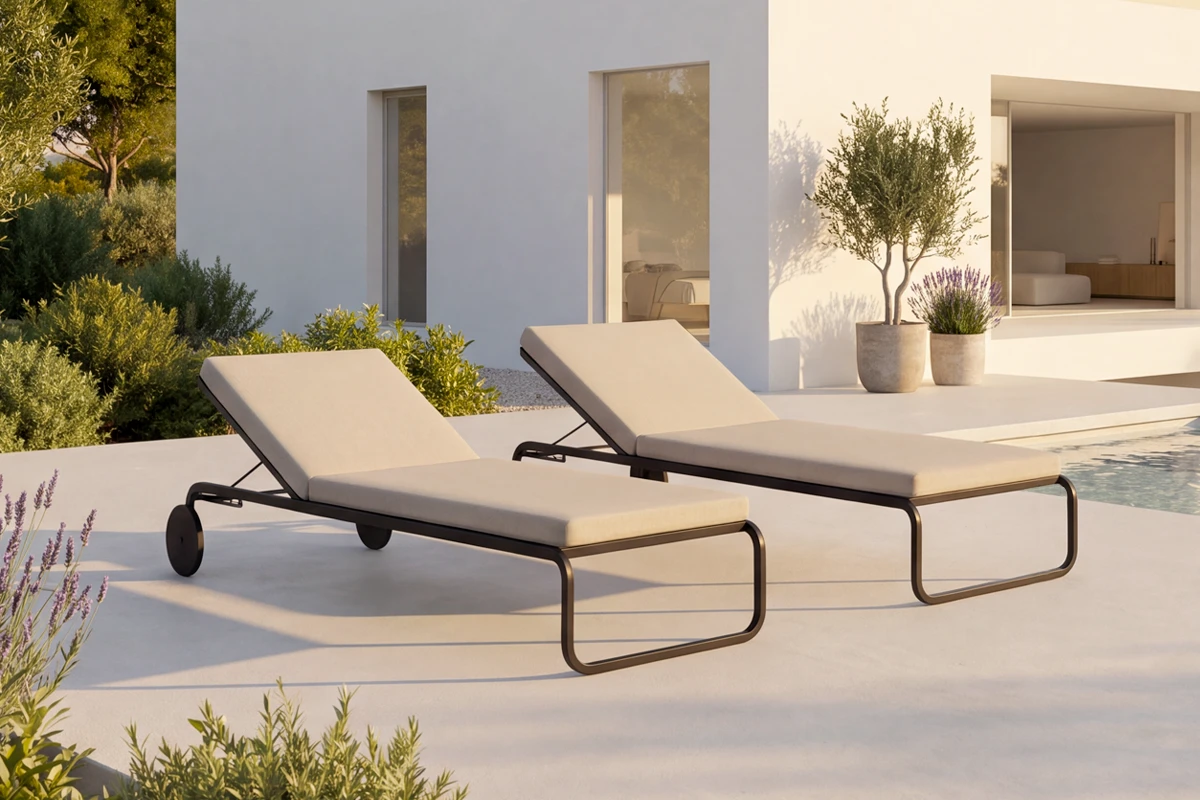 rollbare Gartenliegen mit Polster