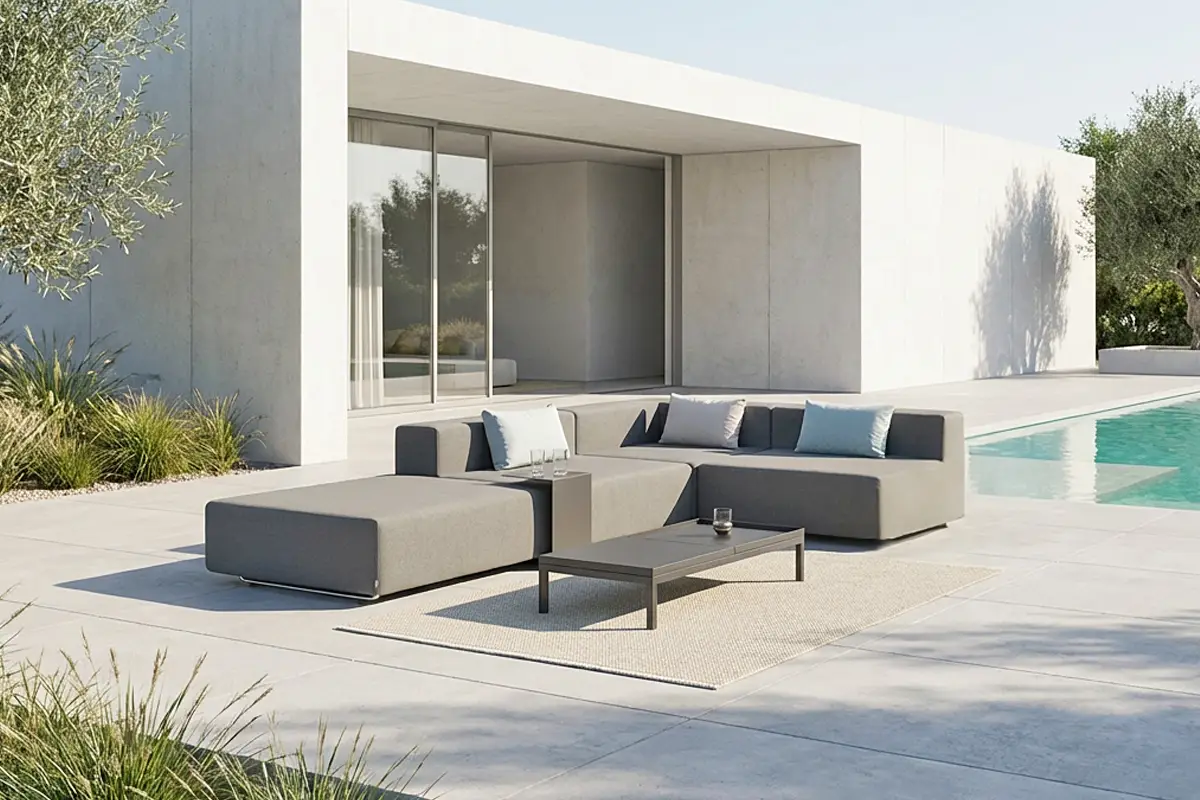 Lounge Sofa Outdoor auf der Terrasse einer modernen Villa
